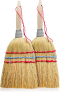 Redecker Hand Brush with Wooden Handle Rice Straw Untreated Beechwood Set of 2 10-Inches