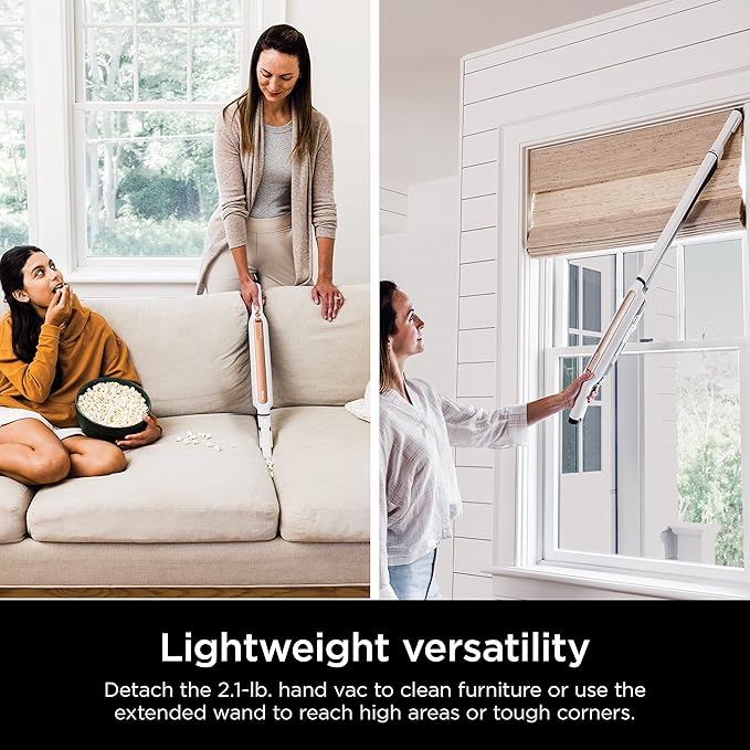 Shark WS642AE WANDVAC System Ultra-Lightweight Powerful Cordless Stick Vacuum with HEPA Self-Empty Charging Base Anti-Allergen Complete Seal PowerFins Self-Cleaning Brushroll &amp Pet Tool White