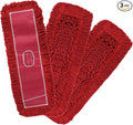 Matthew Cleaning 24'' Industrial Strength Cotton Dust Mop Refill Washable Replacement Heads for Residential &amp Commercial Use Fit Standard Dust Mop Frames HardwoodConcrete Floors Red 3 Pack