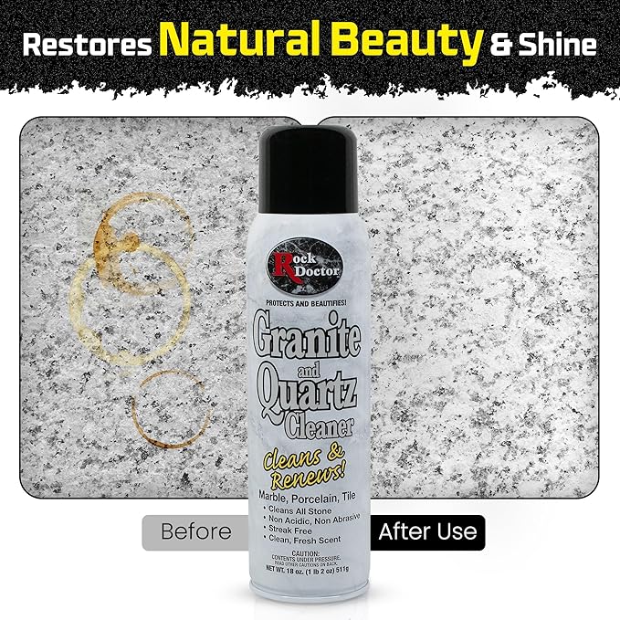 Rock Doctor Granite &amp Quartz Cleaner Spray 18 oz. Can Cleans Tile Marble Kitchen Countertop and Natural Stone Surfaces Streak-Free Shine - Pack of 4