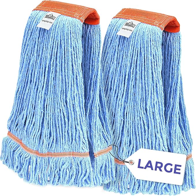 Nine Forty 2-Pack Industrial and Commercial-Grade Looped End Wet Mop Head Refill - Heavy Duty 20 Inch 4-Ply Premium Synthetic Yarn - for Optimal Absorption and Durability - Blue (2 Pack Large)