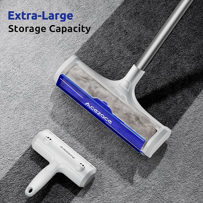 ACE2ACE A3 Pro Carpet Roller for Pet Hair Carpet Pet Hair Removal Tool Reusable Large Lint Rollers 5 Feet Long Handle No Bending No Kneeling Cat Dog Hair Remover for Carpet Rugs Mats Blue