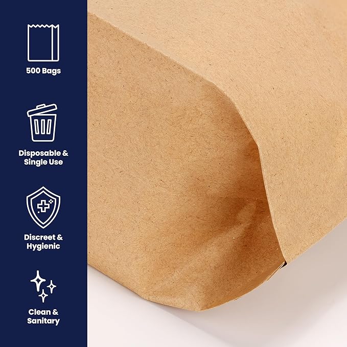 Hospeco - GID-HOSKL-260 KL Waxed Kraft Feminine Hygiene Liner Bag with Gusset10.25” x 7.5” x 3.5”(Pack of 1000)