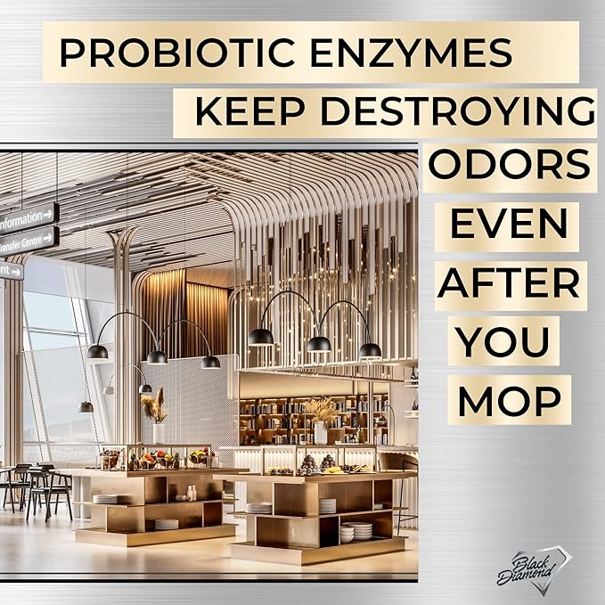 Restaurant Bio-Deodorizing Floor Cleaner Heavy Duty Concentrated Enzyme Degreaser &amp Odor Eliminator for Use in Mopping Bathroom Kitchen and Dining Room. Removes Grease &amp Urine Odors. (4)