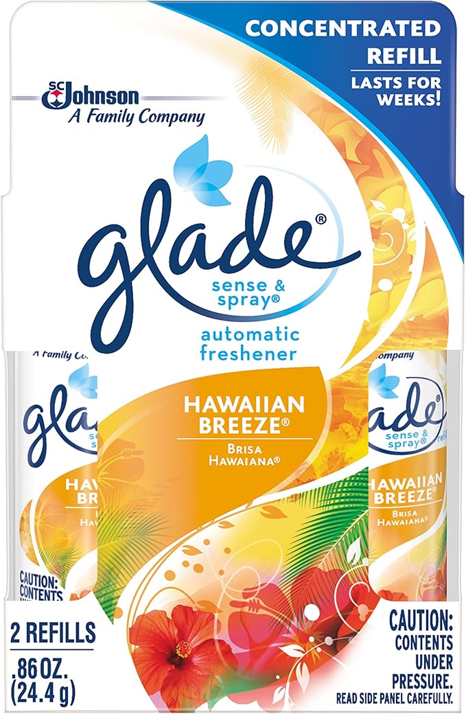 Glade Sense &amp Spray Automatic Air Freshener Refill Hawaiian Breeze (Pack of One 0.86 Oz) or (Pack of Two 0.43Oz)
