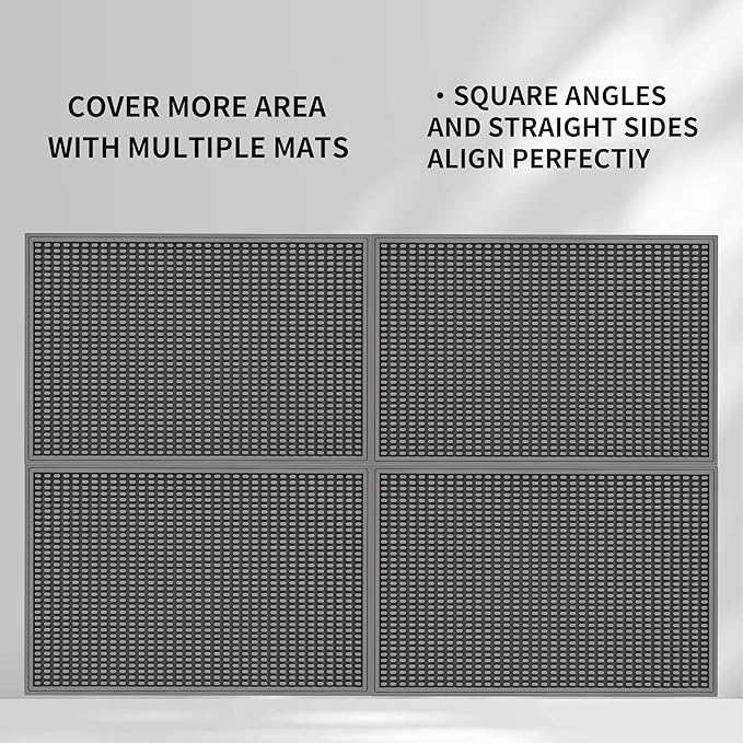 WAFT YEARN 18inX12in Bar Mat Dish Drying Mat Cocktail Service Spill Mats Bartending Countertop Kitchen Coffee Bar Silicone Non Slip Durable Flexible Absorbent Spill Resistant Rubber Heavy Duty Grey