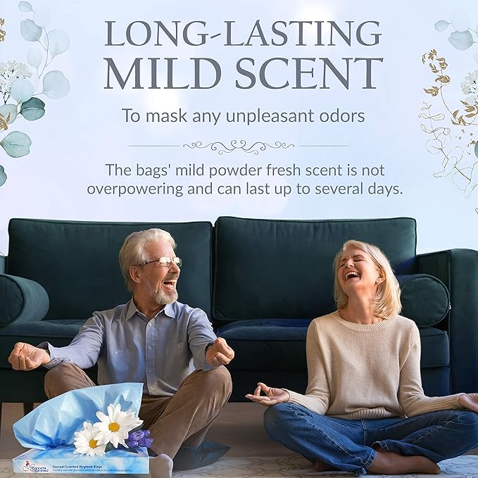 Heaven Scent Hygiene Bags Bundle - 85 Scented Trash Bags (35 Large + 50 Small) Discreet Waste Disposal for Adult Briefs &amp Feminine Products | MADE IN THE USA |