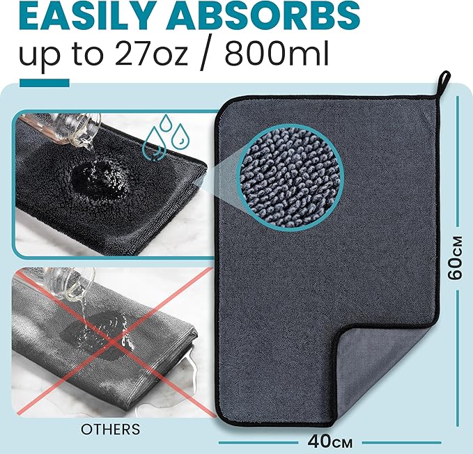 Shiny Wipes XL Drying Towel The Original Ultra Absorbent Twisted-Loop Design Streak-Free Drying Towel Shiny Wipes Shower Cleaning Cloths (4 Towel)