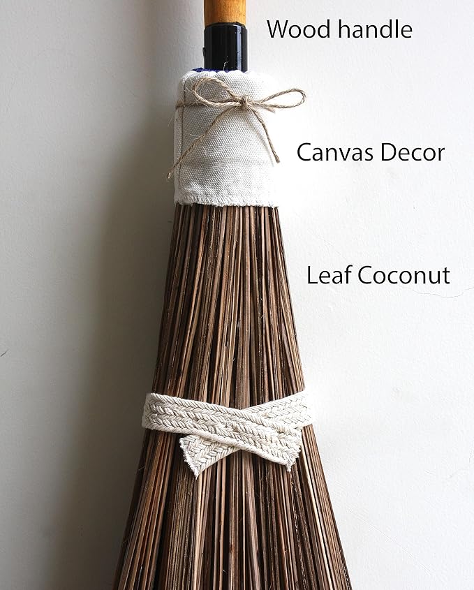 Coconut Broom - 55 Inches Length Heavy Duty Broom for Sweeping Patio Garden House Garage and Other Outdoor Spaces.