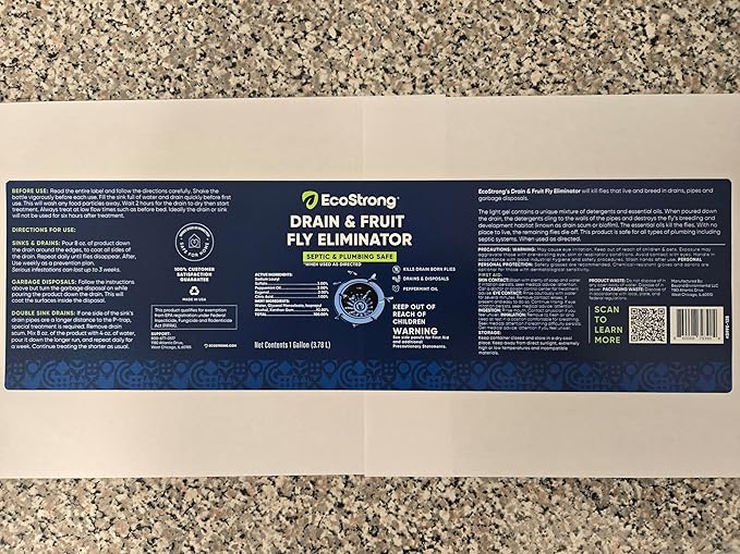 Fruit Fly Drain Treatment | Drain Fly Eliminator | All-Natural Eliminates Gnats Sewer Flies and More - Works in All Drains - 1 Gallon