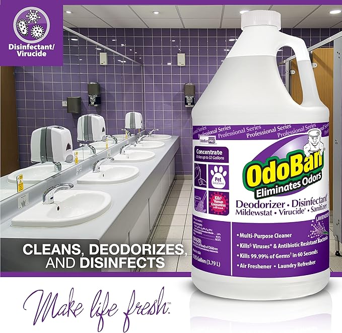 OdoBan Professional Disinfectant and Odor Eliminator Concentrate 3-Pack 1 Gallon Each Lavender Scent
