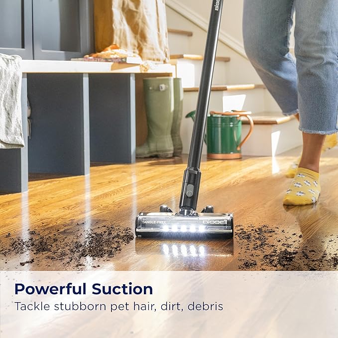 Bissell CleanView XR 200W Lightweight Cordless Vacuum w/Removable Battery 35-min runtime Tangle-Free Brush Roll LED Lights XL Tank Dusting &amp Crevice Tool Wall Mount 3789U