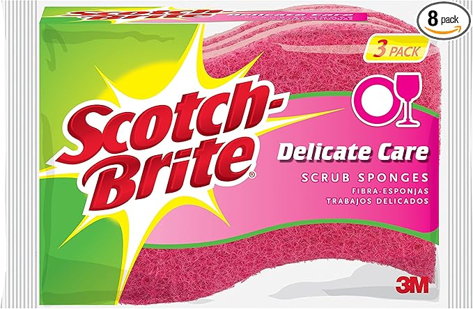Scotch-Brite Delicate Care Scrub Sponge3 Count (Pack of 8)