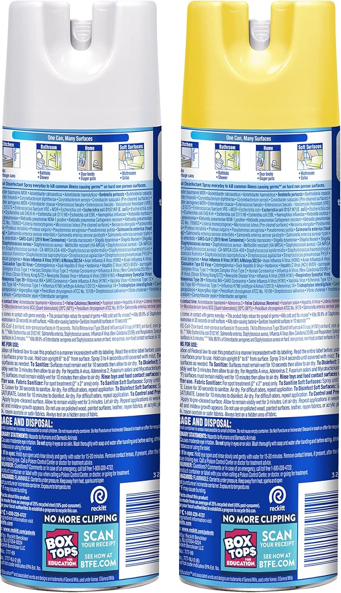 Lysol Disinfectant Spray Sanitizing and Antibacterial Spray For Disinfecting and Deodorizing Lemon Breeze 19 Fl Oz (Pack of 2) Packaging May Vary