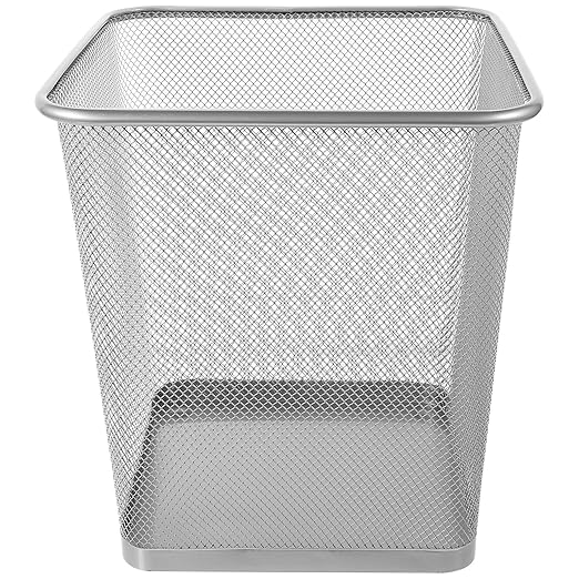 jojofuny Metal Mesh Trash Can Small Square Silver Wire Wastebasket for Bedroom Office Indoor Use Household Waste Bin