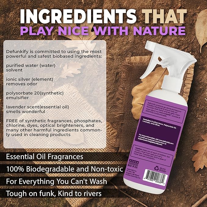 Fabric Freshener Spray 32oz. 'Lavender' Odor Remover Spray. Shoe Deodorizer Carpet Deodorizer Odor Eliminator for Strong Odors Cleaning Supplies. ProvenSafe™ Fabric Freshener for Sensitive Gear