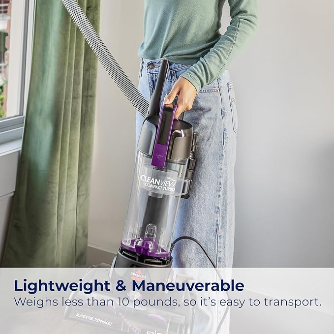 Bissell CleanView Compact Turbo Upright Vacuum with Quick Release Wand Full Size Power Compact Size for Apartments &amp Dorms 3437F