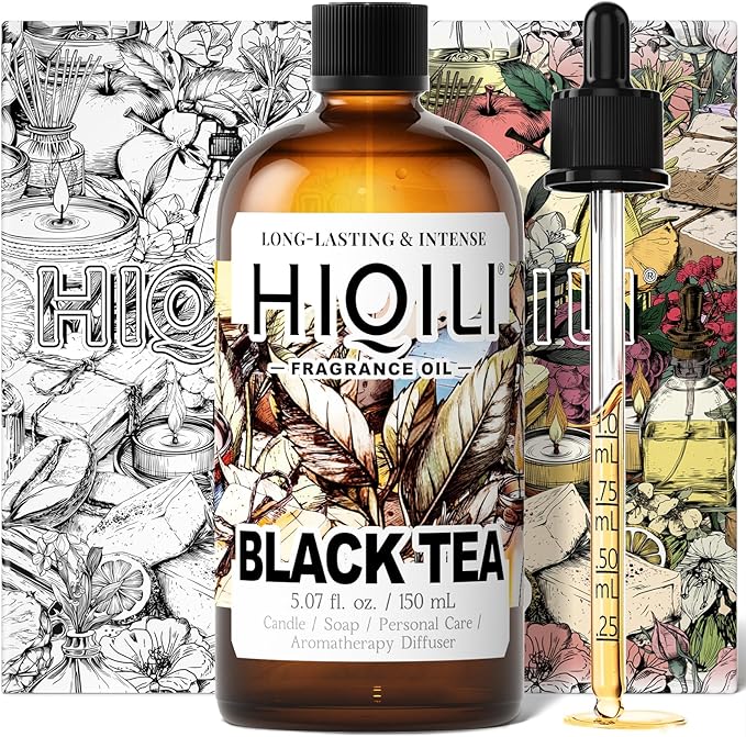 HIQILI Black Tea Fragrance Oil for Diffuser &amp Car Air Freshener Long-Lasting Hotel Scent Candle &amp Soap Making Supplies - 5.07 Fl Oz