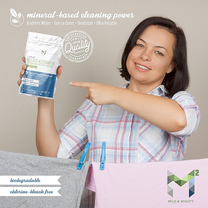 Bleach Alternative Stain remover Laundry Booster to Brighten Whites Chlorine Free Natural Mineral Based Powder 2.5 Pounds