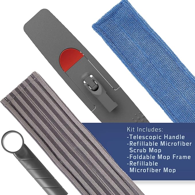 Floor Mop Microfiber Cleaning System - Washable Scrubbing and Reusable Microfiber for Hardwood Laminate and Tile Dust Mop Soft Refills for Wood Walls Vinyl Kitchen