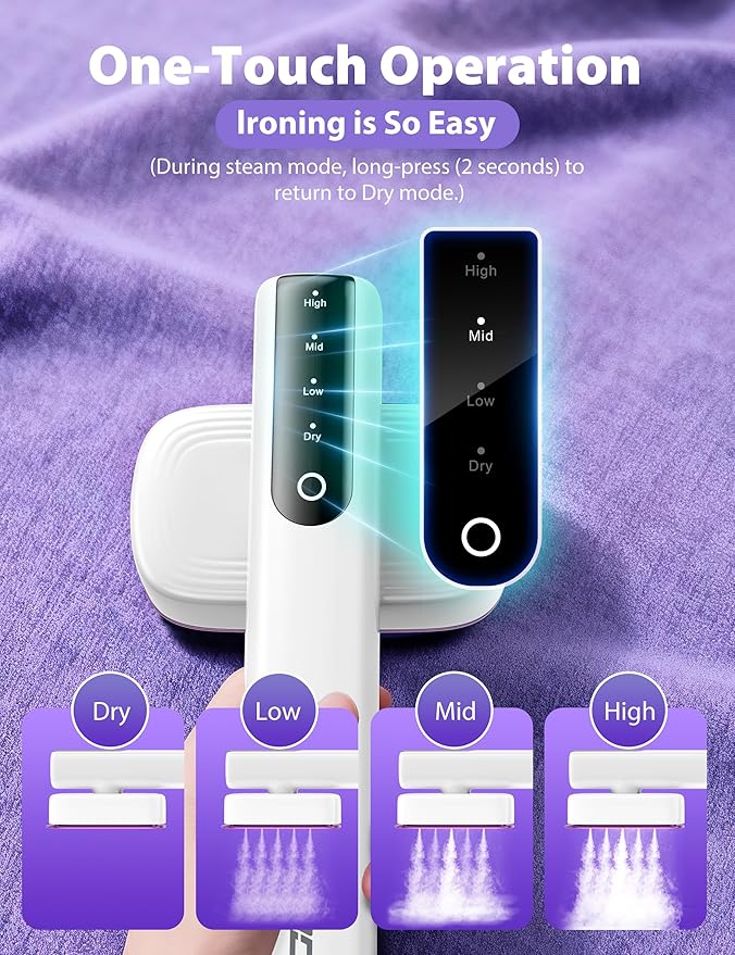 Travel Steamer for Clothes15s Fast Heat-up Portable Iron35mins Runtime &amp 180ml Large Tank25g/min SteamCeramic Panel1.8m power cordWrinkle Remover for Travel Home Office(White)