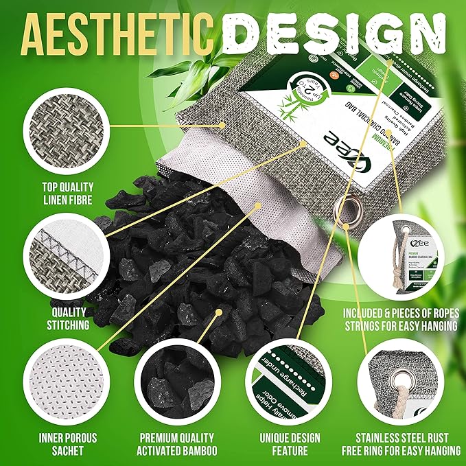 8 Bags x 200g Nature Fresh Activated Charcoal Odor Absorber Bamboo Charcoal Air Purifying Bag Odor Eliminator for Home Car Cigarette Smoke Dog Cat Shoes