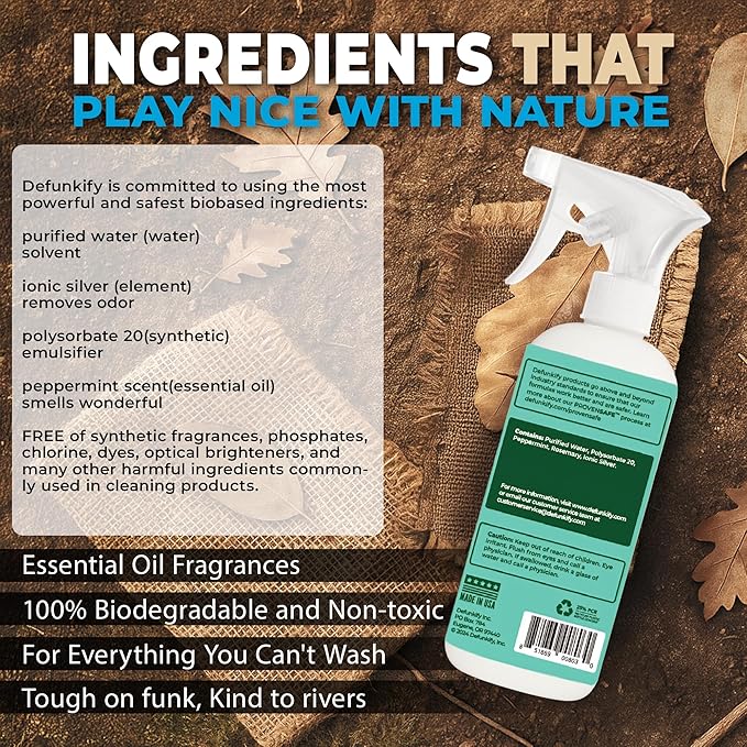 Fabric Freshener Spray 32oz. 'Peppermint' Odor Remover Spray. Shoe Deodorizer Carpet Deodorizer Odor Eliminator for Strong Odors Cleaning Supplies. ProvenSafe™ Fabric Freshener for Sensitive Gear