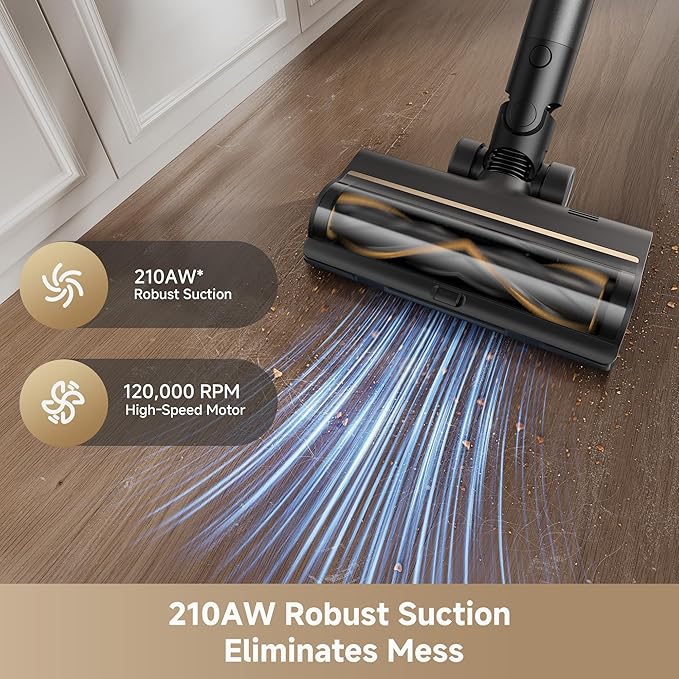 DREAME Cordless Stick Vacuum Cleaner Z30 Essential 210AW Suction with Big Dust Cup Up to 90 Mins 99.99% Filtration Efficiency HEPA H14 Filter Dust Reveal Technology Multi-Surface Vacuuming