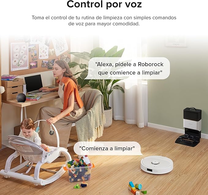 roborock Q8 Max+ Robot Vacuum Cleaner with Suction Station DuoRoller Brush 5500Pa Suction Power 2.5 L Dust Bag 350 ml Water Tank Mop Robot PreciSense LiDAR Navigation (White)