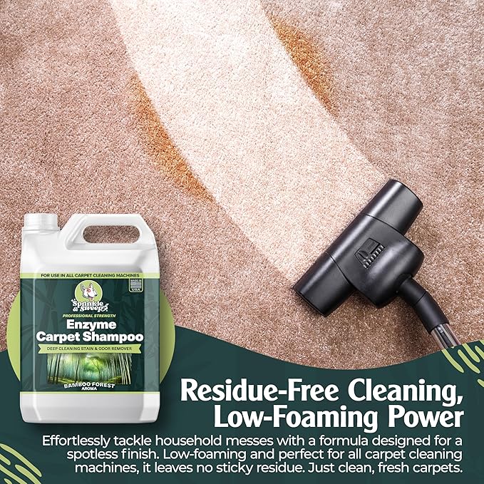 Sprinkle &amp Sweep Enzyme Carpet Cleaner - Enzyme Carpet Shampoo (64oz) - Carpet Cleaner Solution to Eliminate Tough Stains &amp Neutralize Odors - Removes Dog Cat All Pets Urine- Use with All Ma