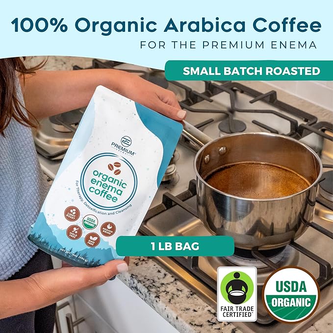 Premium Enema Organic Coffee for Enemas - Light Roast Medium Ground Specialty Grade High Palmitic Acid Caffeine Fair Trade 1Lb (3 Pack)