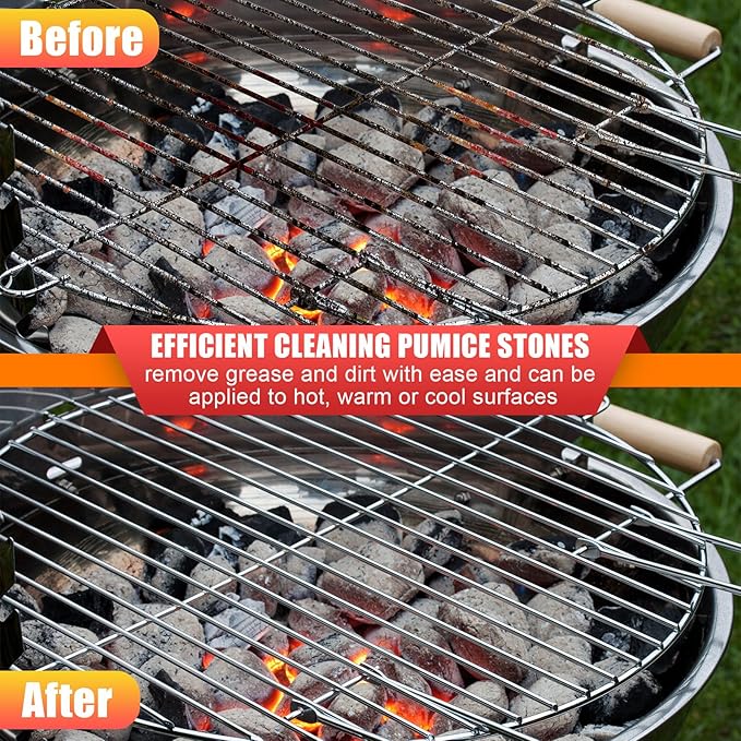 Dunzy 26 Pack Grill Griddle Cleaning Brick Block Pumice Stones Scrubbing Grill Cleaning Stone Griddle Scrubber Cleaner with Handle for Outdoor BBQ Flat Top Cookers Removing Greases Stains