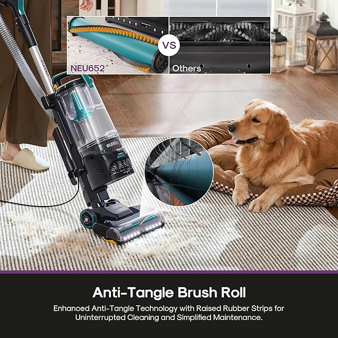 Eureka FlexReach Plus Bagless Upright Vacuum Cleaner for HomePet Vacuum for Carpet and Hard Floor Lift-Up Vacuum with Flooring Type Sensor HEPA FilterAnti-Tangle NEU652 Green