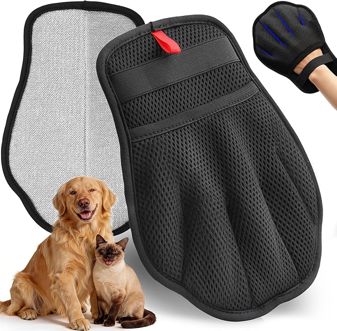 Pet Hair Removal Gloves Reusable Electrostatic Pet Removal Gloves for Cats &amp Dogs Magic Brush Pet Hair Remover Tool for Couch CarpetLaundrySofa(2 PK)
