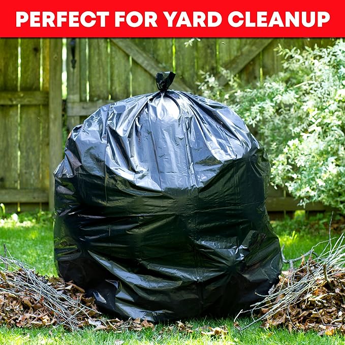 Tasker Contractor Garbage Bags 55 Gallon 3 Mil Black Contractor Garbage Bag (50 Bags w/Ties) Large 55 Gallon Trash Bags Heavy Duty Liners Extra Large Trash Liners for Construction Industrial Bag