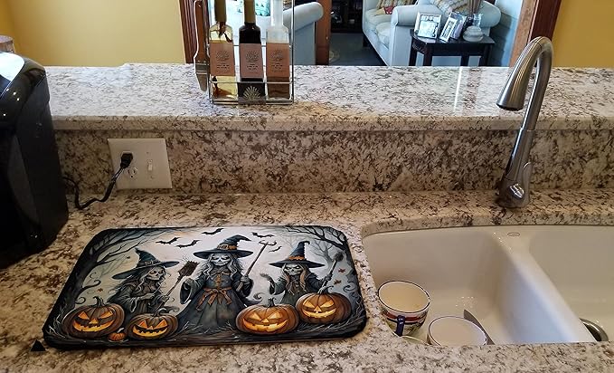 Caroline's Treasures DAC2292DDM Witches Spooky Halloween Dish Drying Mat Absorbent Dish Drying Mat Pad for Kitchen Counter Dish Drainer Mat for Countertop 14 x 21 Multicolor