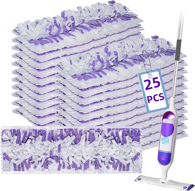 Disposable Mopping Pad Refills Compatible with PowerMop Multi-Surface Mop and PowerMop Wood Mop Spray Clean Pads Replacement (Purple -25)
