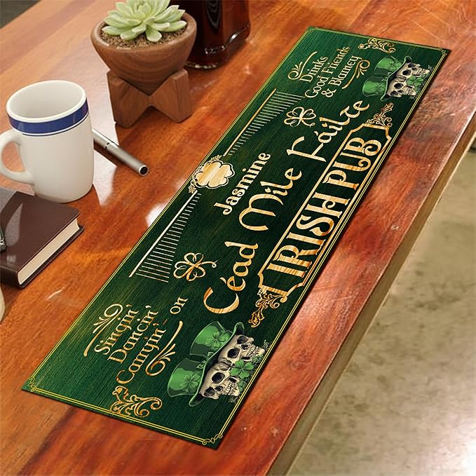 THUYPT Personalized Irish Bar Mat St Patrick's Day Decorations Kitchen Counter Irish Bar Dish Drying Mat Patrick's Lucky Shamrock Quick Drying Spill Mats (06)