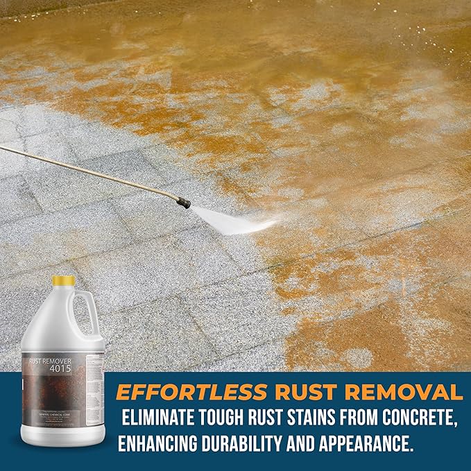 DeckGeneral Rust Remover 4015 All Surface Rust Stain Eliminator Concrete Cleaner Effective Oxidation Clean Up for Driveways Walkways Swimming Pools Brick Pavements and More (1 Gallon)