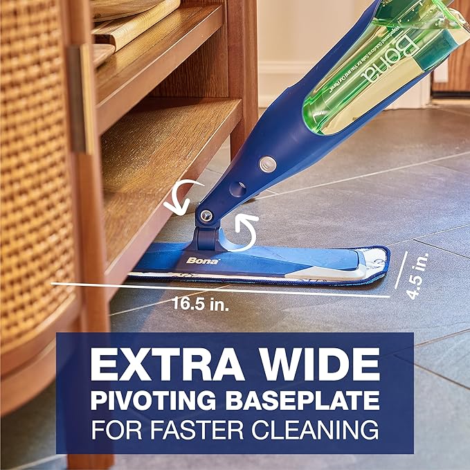 Bona Premium Motion Multi-Surface Floor Spray Mop - Includes Multi-Surface Floor Cleaning Solution and Machine Washable Microfiber Cleaning Pad - for Stone Tile Laminate and Vinyl Floors