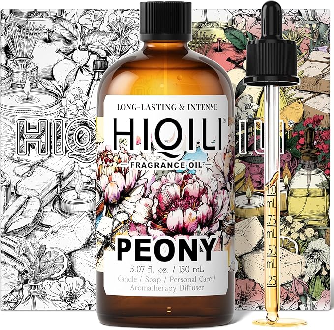 HIQILI Peony Fragrance Oil for Home Diffuser Idea for Making Candle Women's Perfume Car Air Freshener Skin &amp Body Care - 5.07 Fl Oz