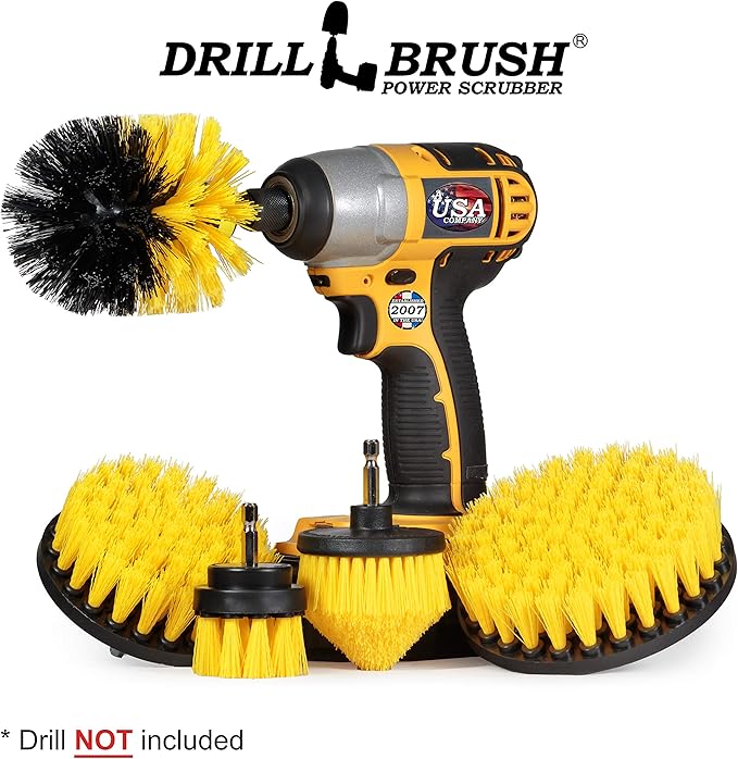 Drill Brush Power Scrubber Attachment Set for Bathroom Toilet Tile Floor Shower Bath Tub - Rotary Shower Cleaner Brush for Cordless Drill – Spin Cleaning Bathroom Accessories Set by Drillbrush