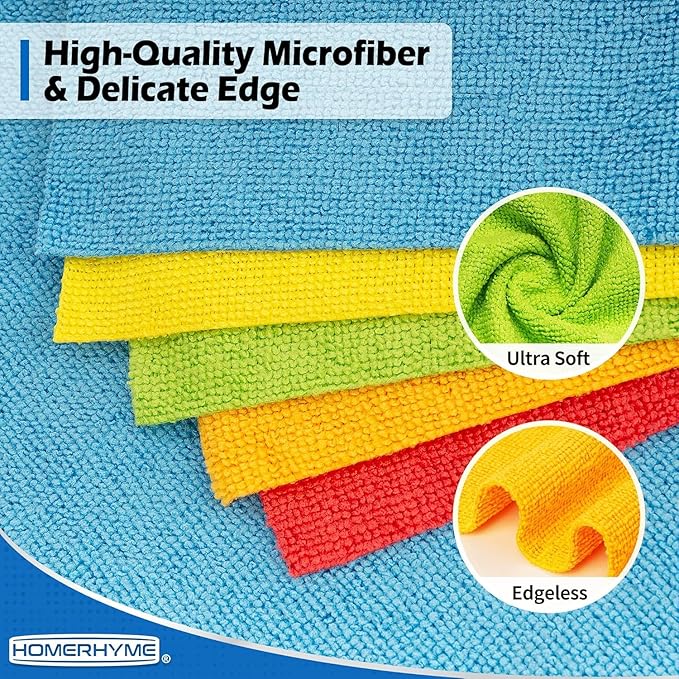 HOMERHYME Microfiber Cleaning Cloth 200 Pack Cleaning Rags Microfiber Towel Bulk Absorbent Lint-Free Wash Cloths All-Purpose Towels for Cars Shop Automotive Garage Home &amp Kitchen