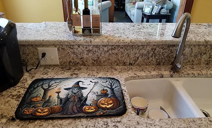 Caroline's Treasures DAC2283DDM Witch Spooky Halloween Dish Drying Mat Absorbent Dish Drying Mat Pad for Kitchen Counter Dish Drainer Mat for Countertop 14 x 21 Multicolor