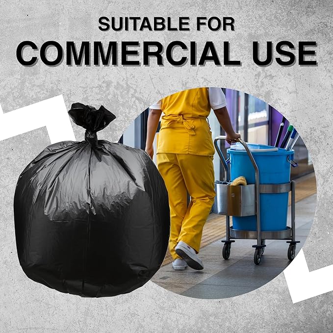 45 Gallon Garbage Trash Bag 40X48 Black 150 Count Can Liner Bulk 40 Gallon 41 Gallon 42 Gallon 44 Gallon Made in USA