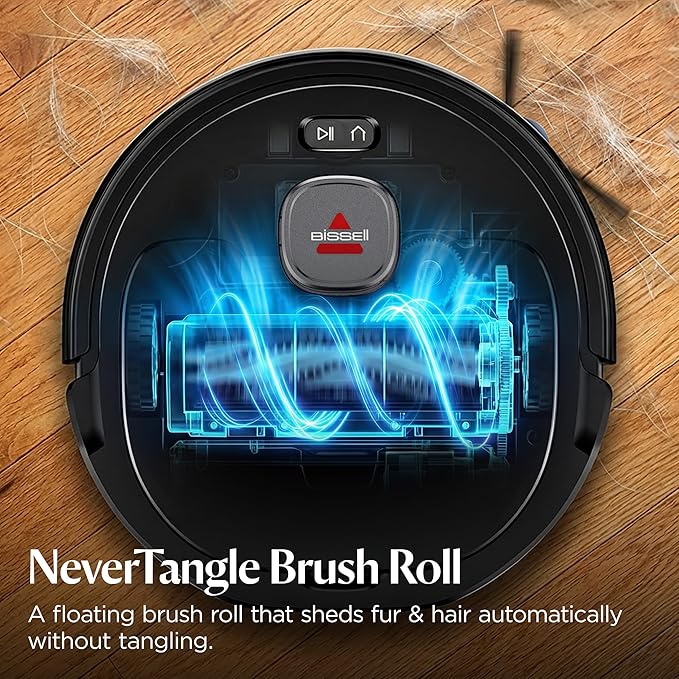 Bissell FlexClean Robot Vacuum &amp Mop with No Tangle Pet Brush Roll LiDAR Navigation &amp Liftable Pad for Pet Hair Removal on Hard Floors &amp Rugs HEPA Filtration and Self-Empty Base 4270