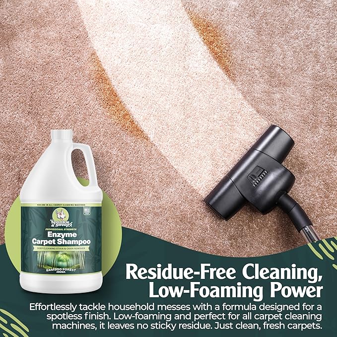 Sprinkle &amp Sweep Enzyme Carpet Cleaner - Enzyme Carpet Shampoo (1gal) - Carpet Cleaner Solution to Eliminate Tough Stains &amp Neutralize Odors - Removes Dog Cat All Pets Urine- Use with All Ma