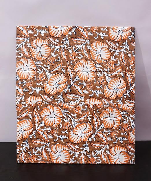 Christmas Decorative Hand Block Printed Waste Basket/Trash Can/Garbage Can/Card Board Trash Can Housewarming Gift (Brown)