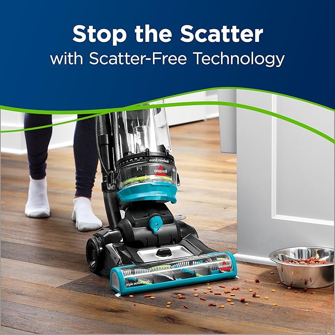 Bissell 2254 CleanView Swivel Rewind Pet Upright Bagless Vacuum Automatic Cord Rewind Swivel Steering Powerful Pet Hair Pickup Specialized Pet Tools Large Capacity Dirt Tank Teal