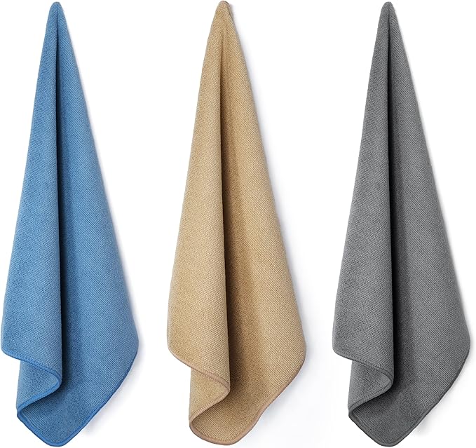 POLYTE Microfiber Cleaning Towel (16x16 12 Pack Professional BlueCamelGray)